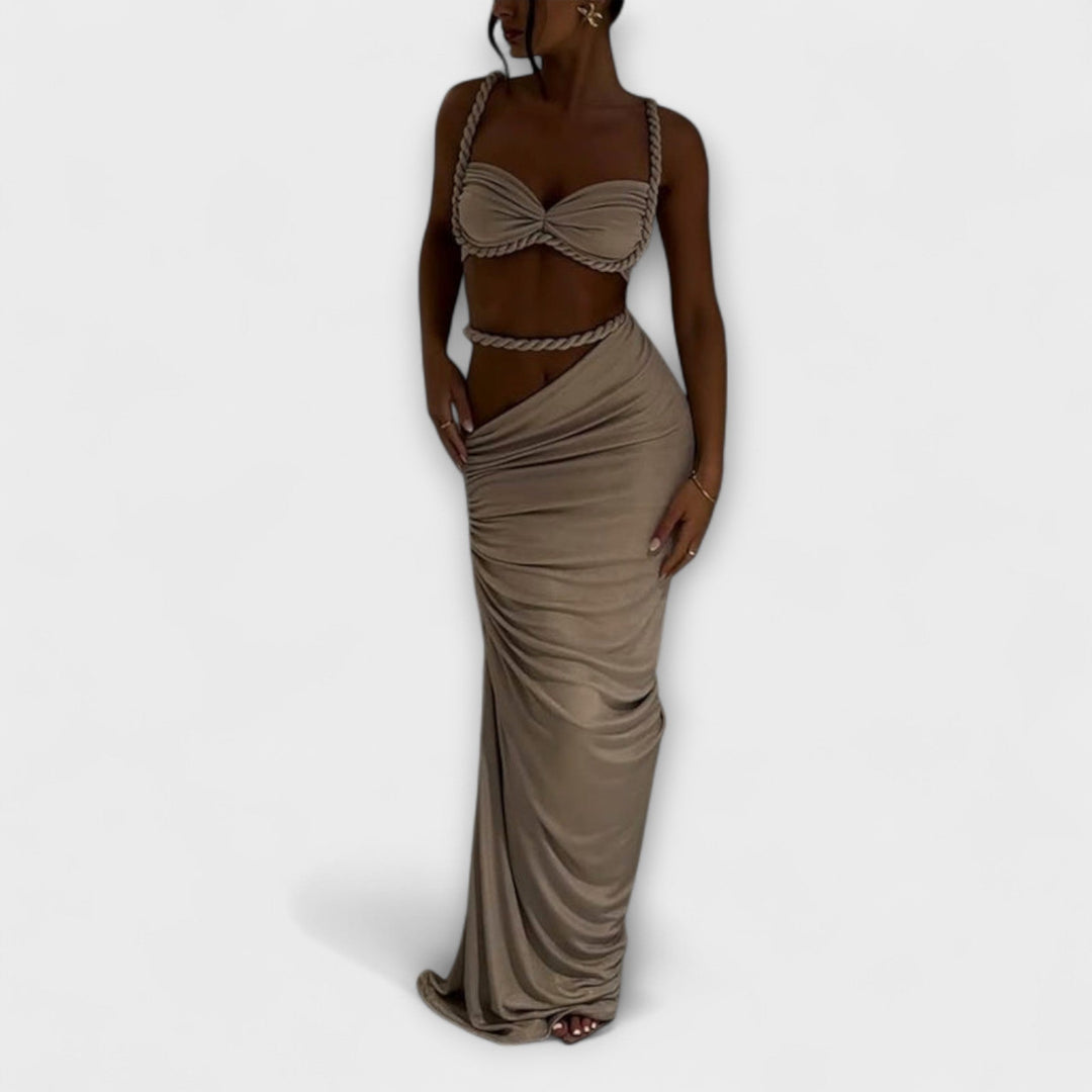Jane - Duo de crop top en tricot à dégradé stylé et jupe overskirt