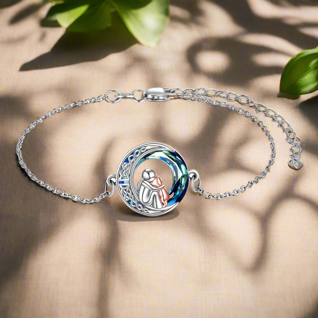 Bracelet ajustable avec pendentif en forme de chien en argent