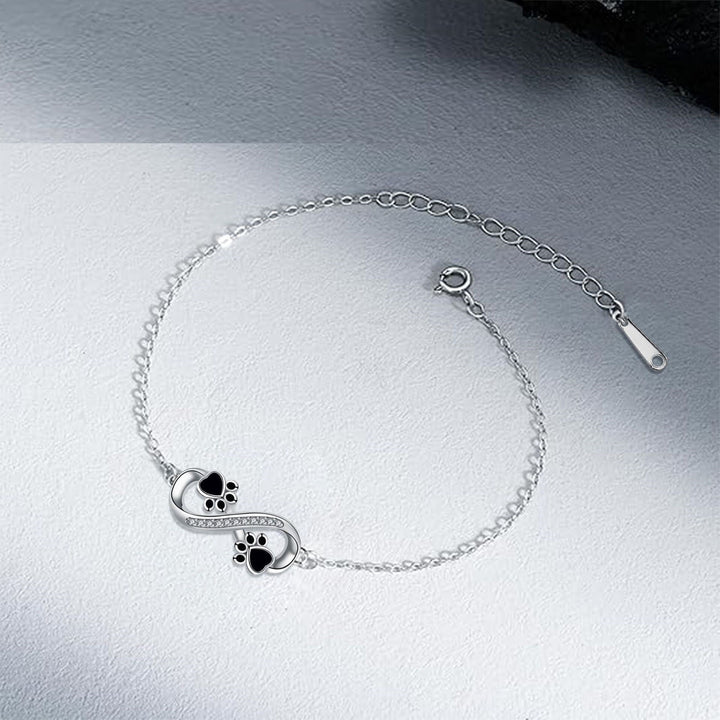 Pendentif symbole de l'infini Bracelet avec empreinte de compagnon à quatre pattes et zircon