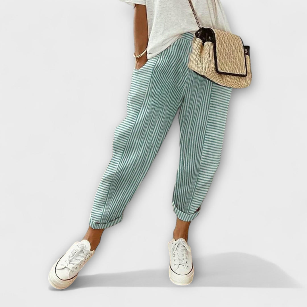 Sanne - Pantalons rayés confortables