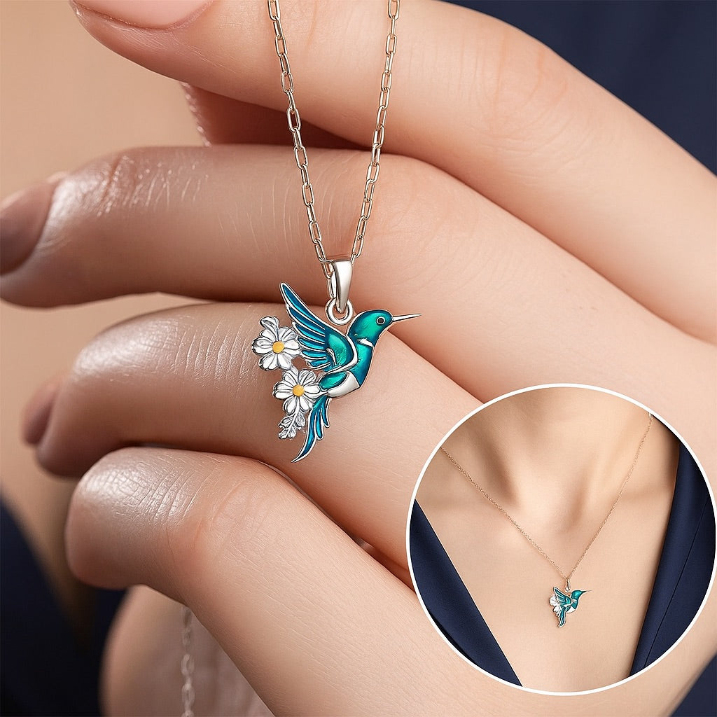 Magnifique collier avec colibri + boucles d'oreilles en cadeau – Offre limitée