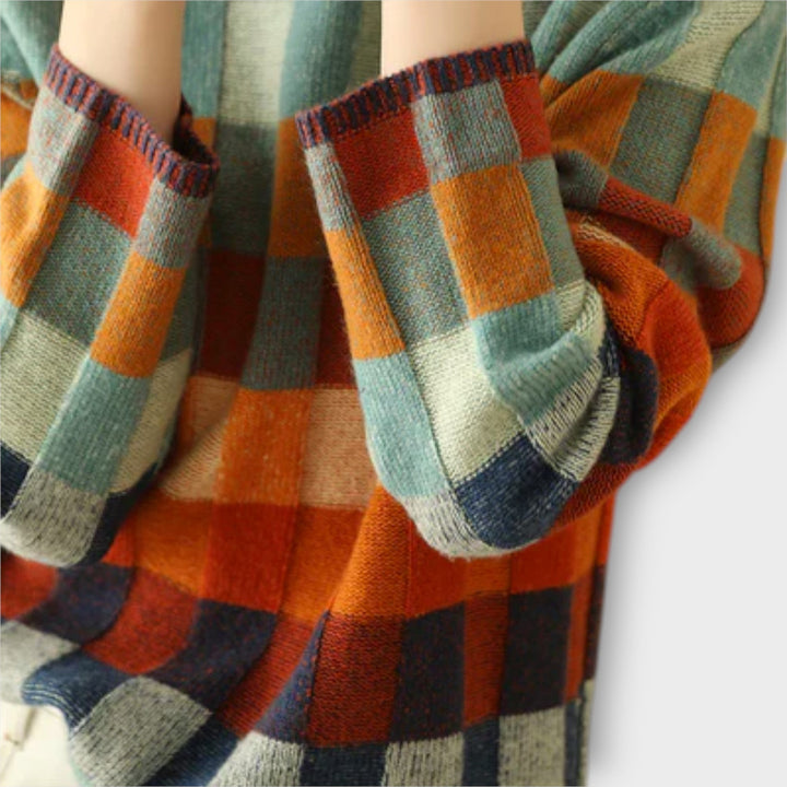 Erika – Pull col roulé en patchwork