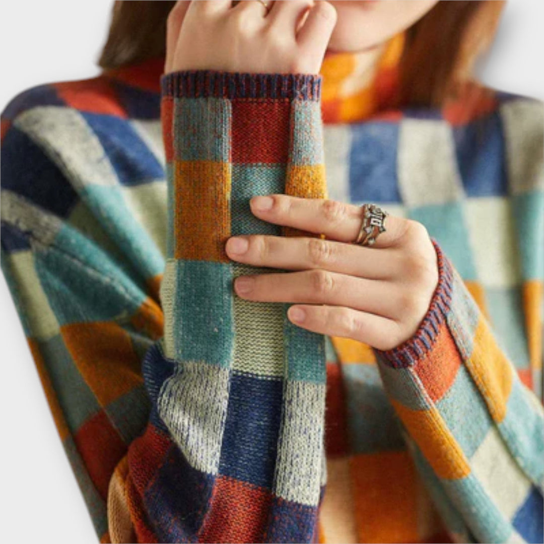 Erika – Pull col roulé en patchwork