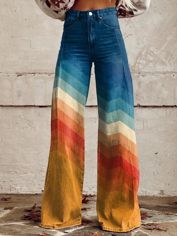 Léa - Pantalons Rétro Zigzag Élégants