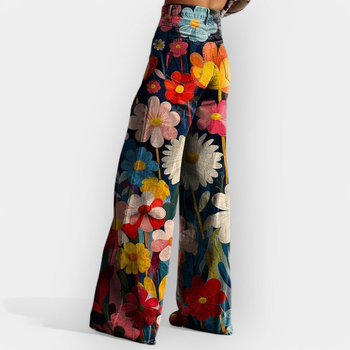 Laura - Pantalons fleuris à jambes évasées