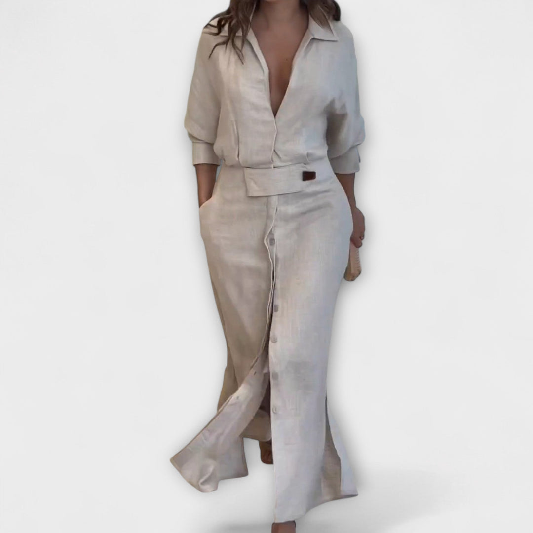 Jeanette - Robe maxi à décolleté en V