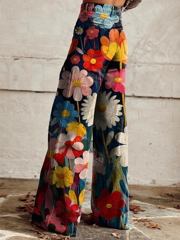 Andrea - Pantalons fleuris amples