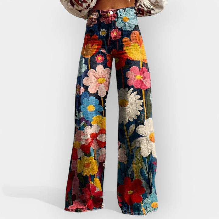 Laura - Pantalons fleuris à jambes évasées
