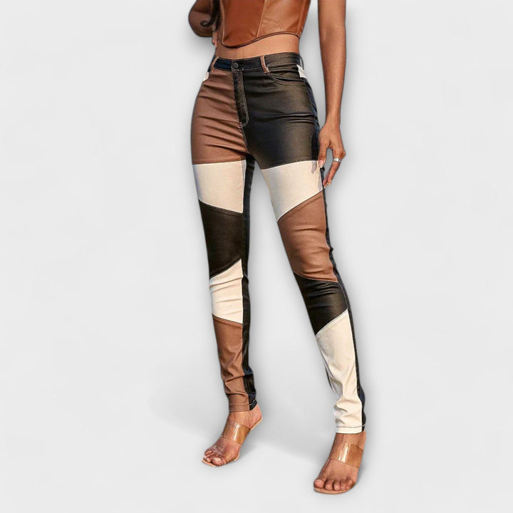 Calliope - Pantalons en tube avec motif à blocs de couleurs