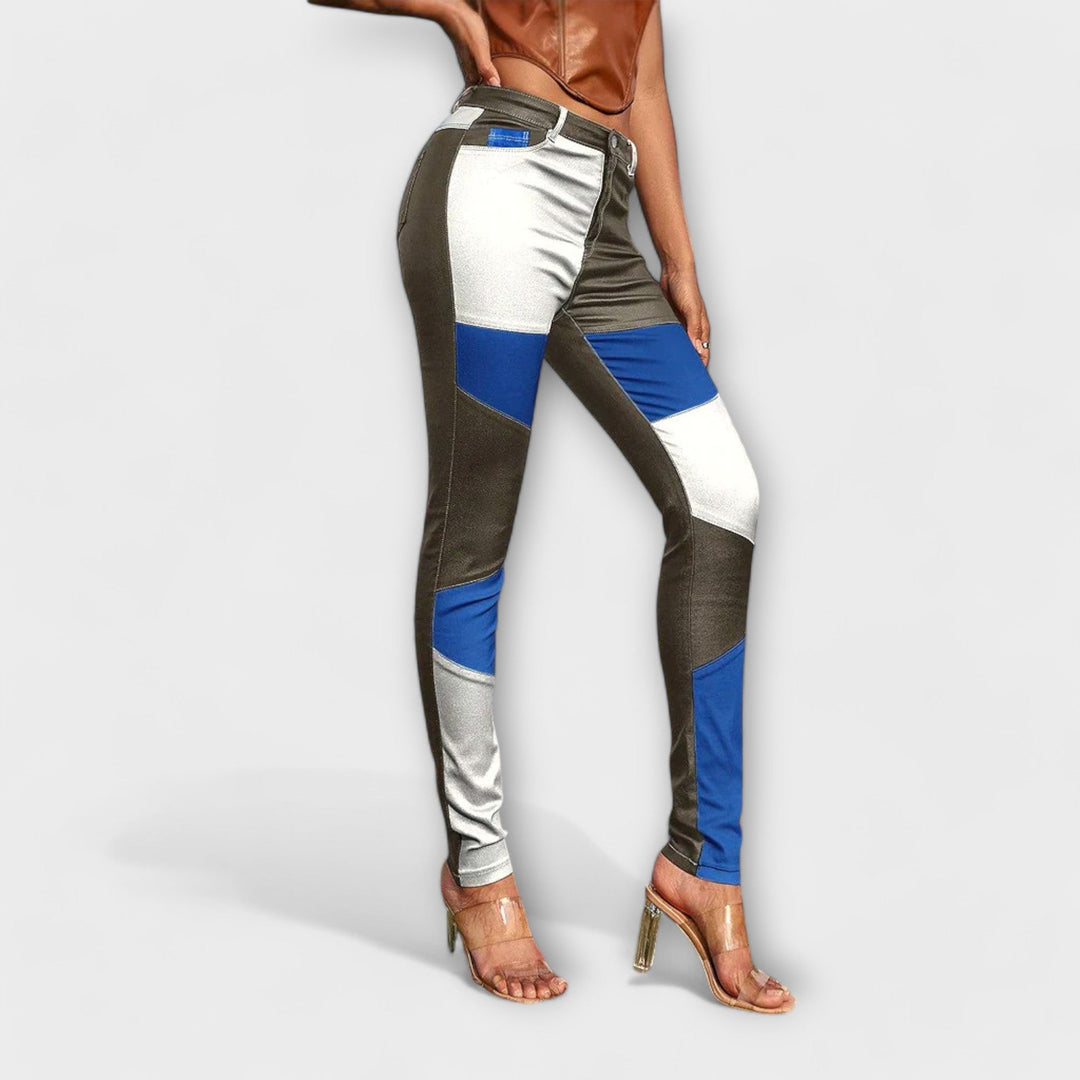 Calliope - Pantalons en tube avec motif à blocs de couleurs