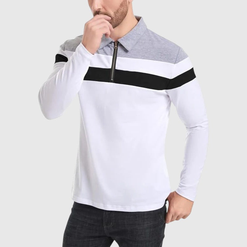 Libuše - Pull élégant avec zip et rayures