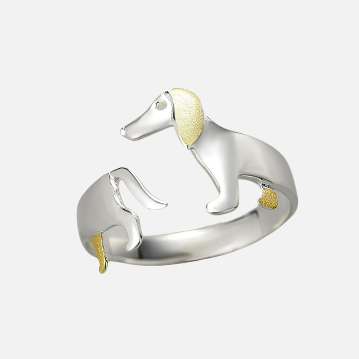 Bague avec un teckel en argent 925 – Taille ajustable