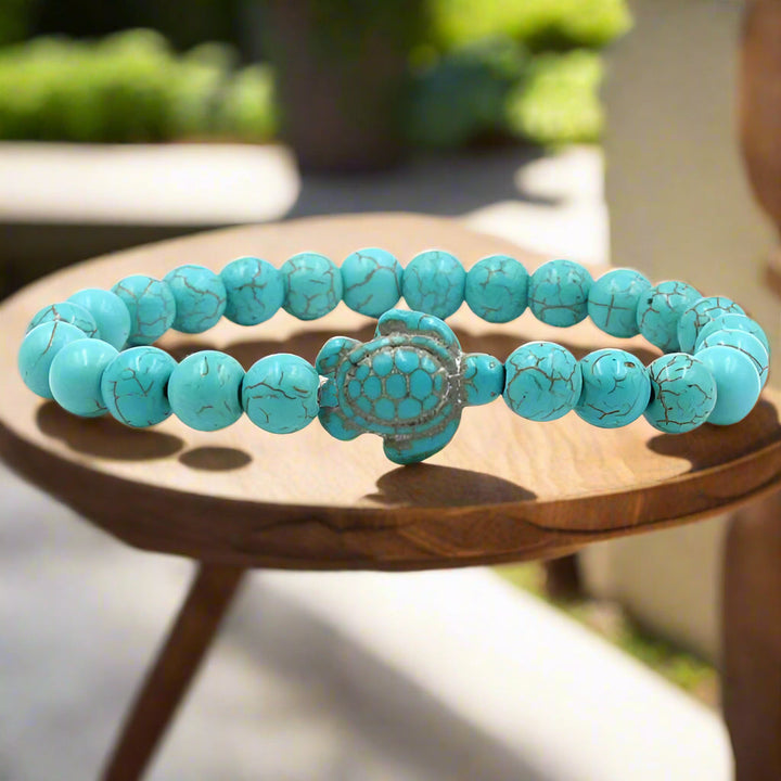 Bracelets en perles de pierres naturelles uniques en forme de tortue