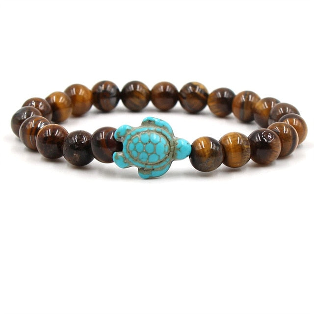 Bracelets en perles de pierres naturelles uniques en forme de tortue