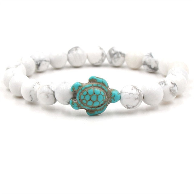 Bracelets en perles de pierres naturelles uniques en forme de tortue