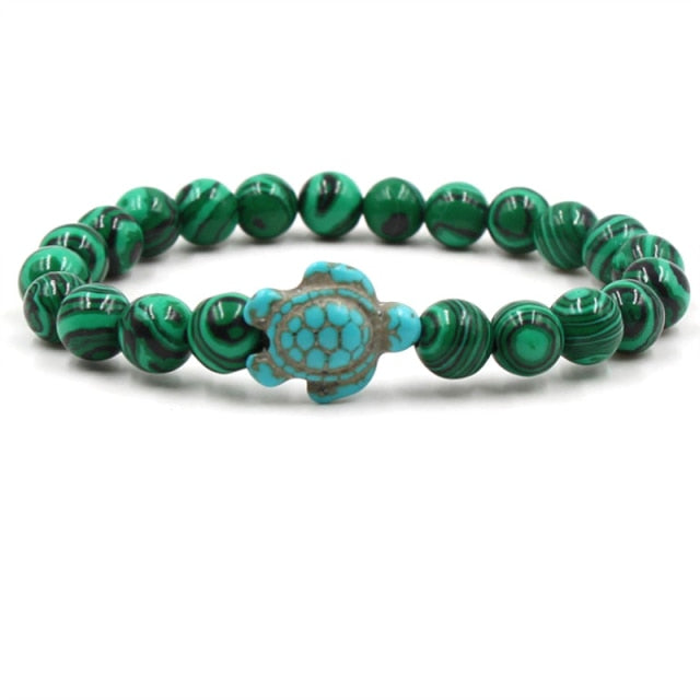 Bracelets en perles de pierres naturelles uniques en forme de tortue