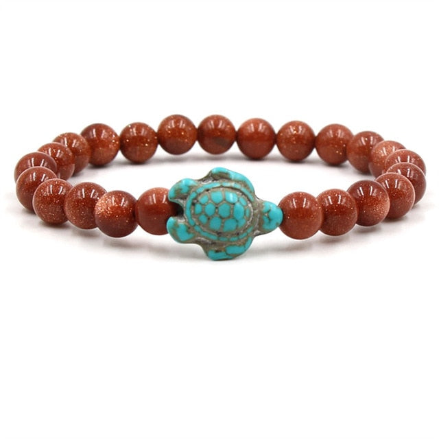 Bracelets en perles de pierres naturelles uniques en forme de tortue