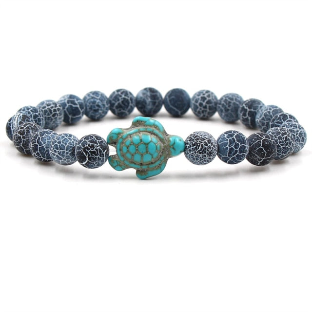 Bracelets en perles de pierres naturelles uniques en forme de tortue