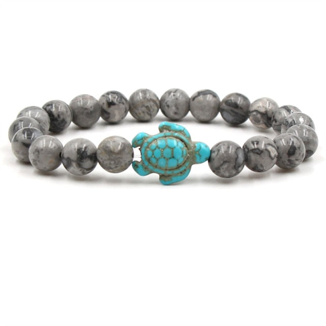 Bracelets en perles de pierres naturelles uniques en forme de tortue
