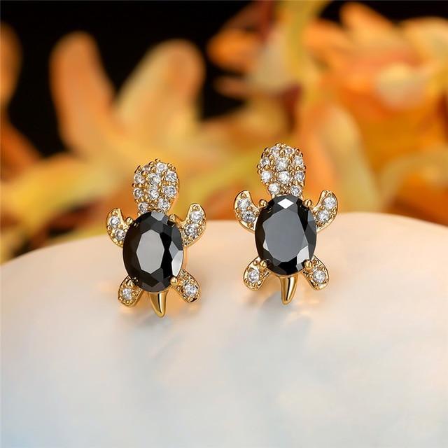 Boucles d'oreilles Tortue de Mer en Zircon et Argent