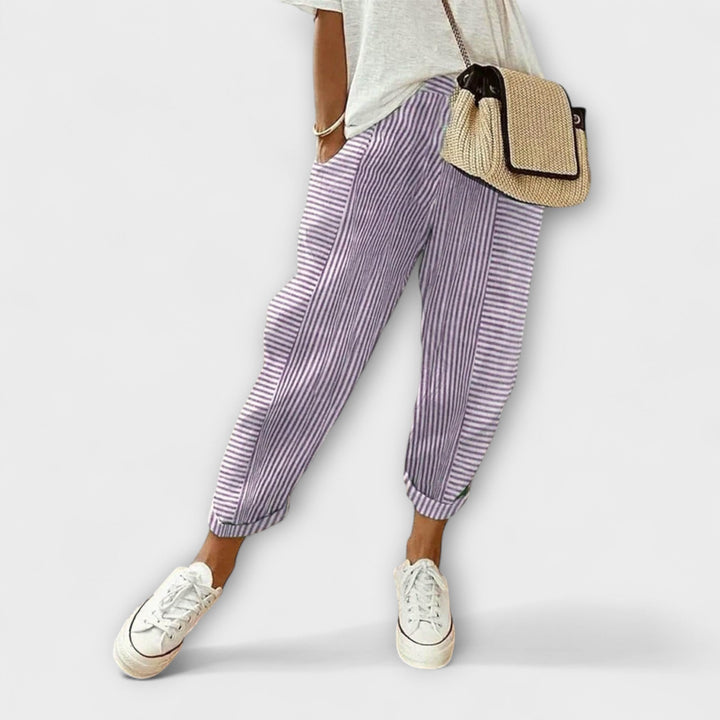 Sanne - Pantalons rayés confortables