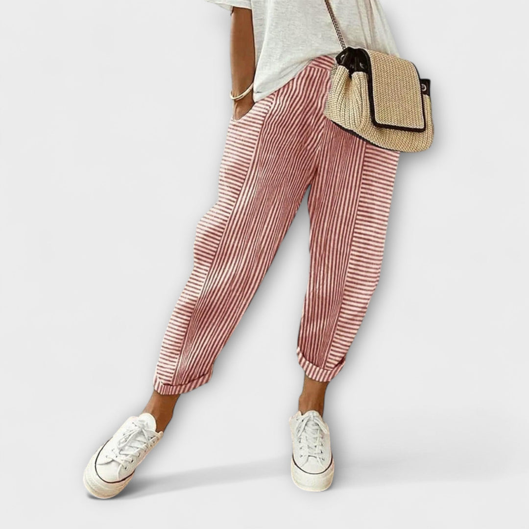 Sanne - Pantalons rayés confortables
