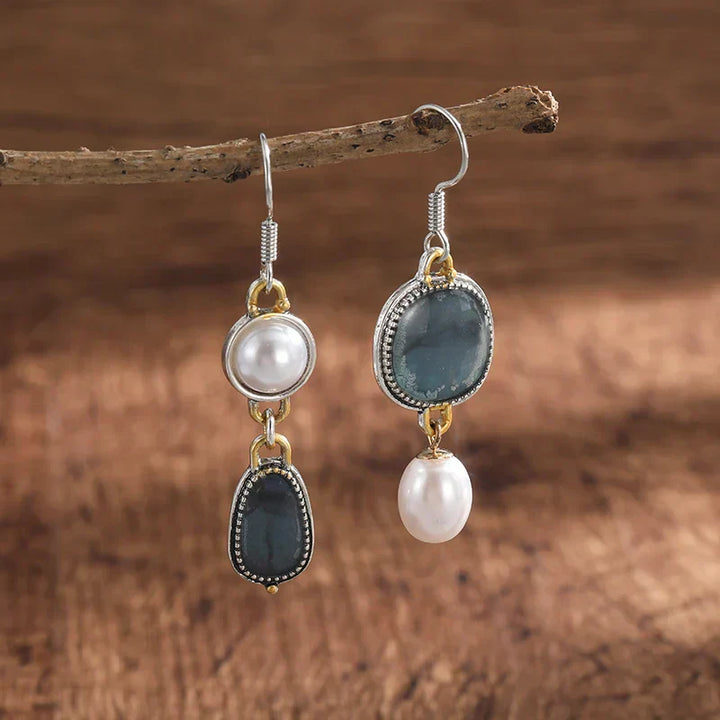 Boucles d'oreilles en pierre naturelle rétro bleue