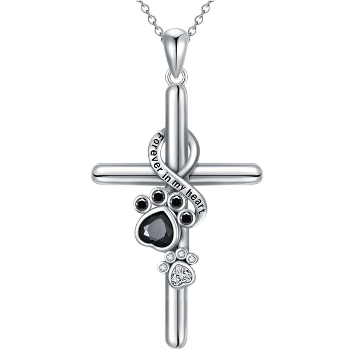 Collier avec pendentif en forme de patte et de croix en argent